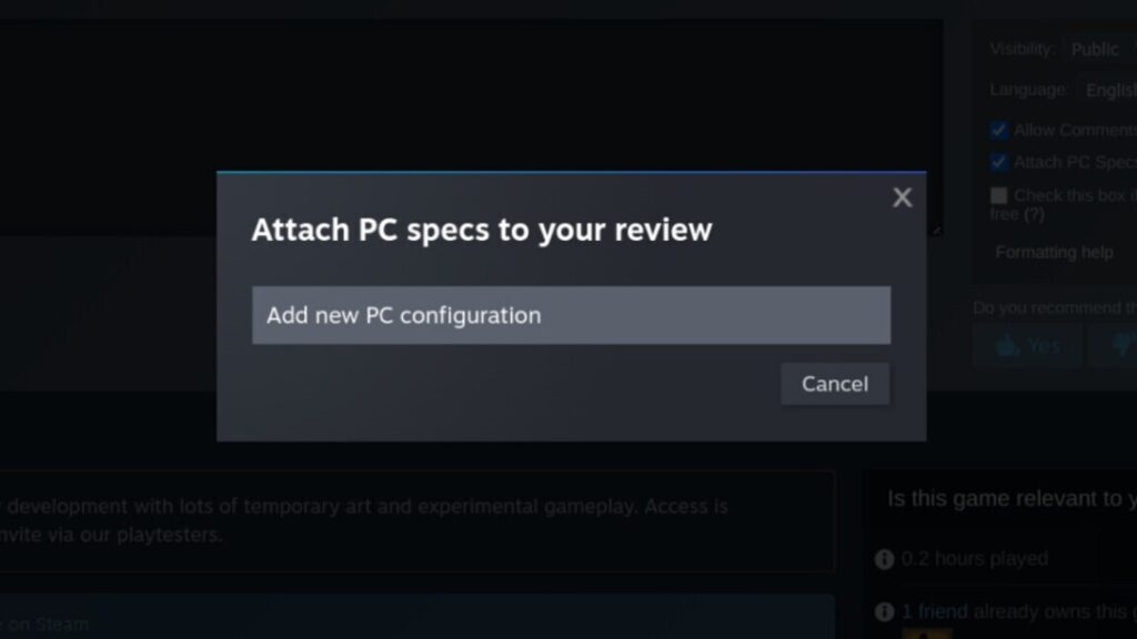Steam user reviews PC specs